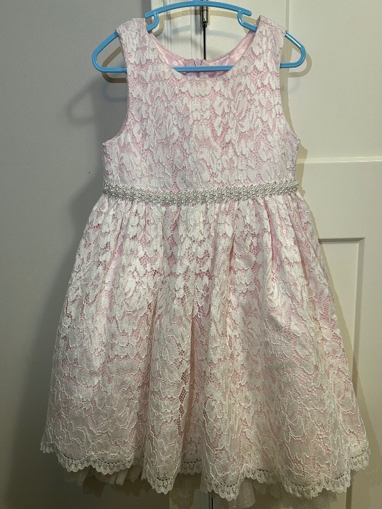 American Princess Other - American Princess - Floral Lace - Size 5 - Solid Midi Dress + Cardigan - Pink
